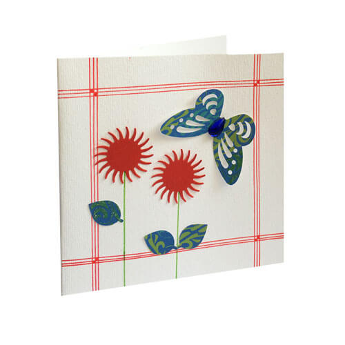 کارت پستال دستساز تبریک گل و پروانه cardpostal003